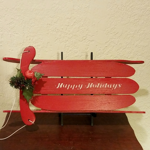 Holiday Christmas Wooden Sleigh Decoration Poshmark